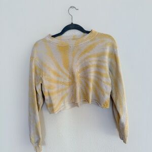 White and yellow tie dye crop sweater small